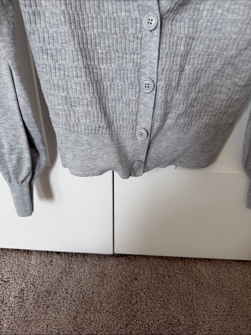 RW & Co Light Gray Ribbed Button-Front Cardigan - Picture 3 of 6